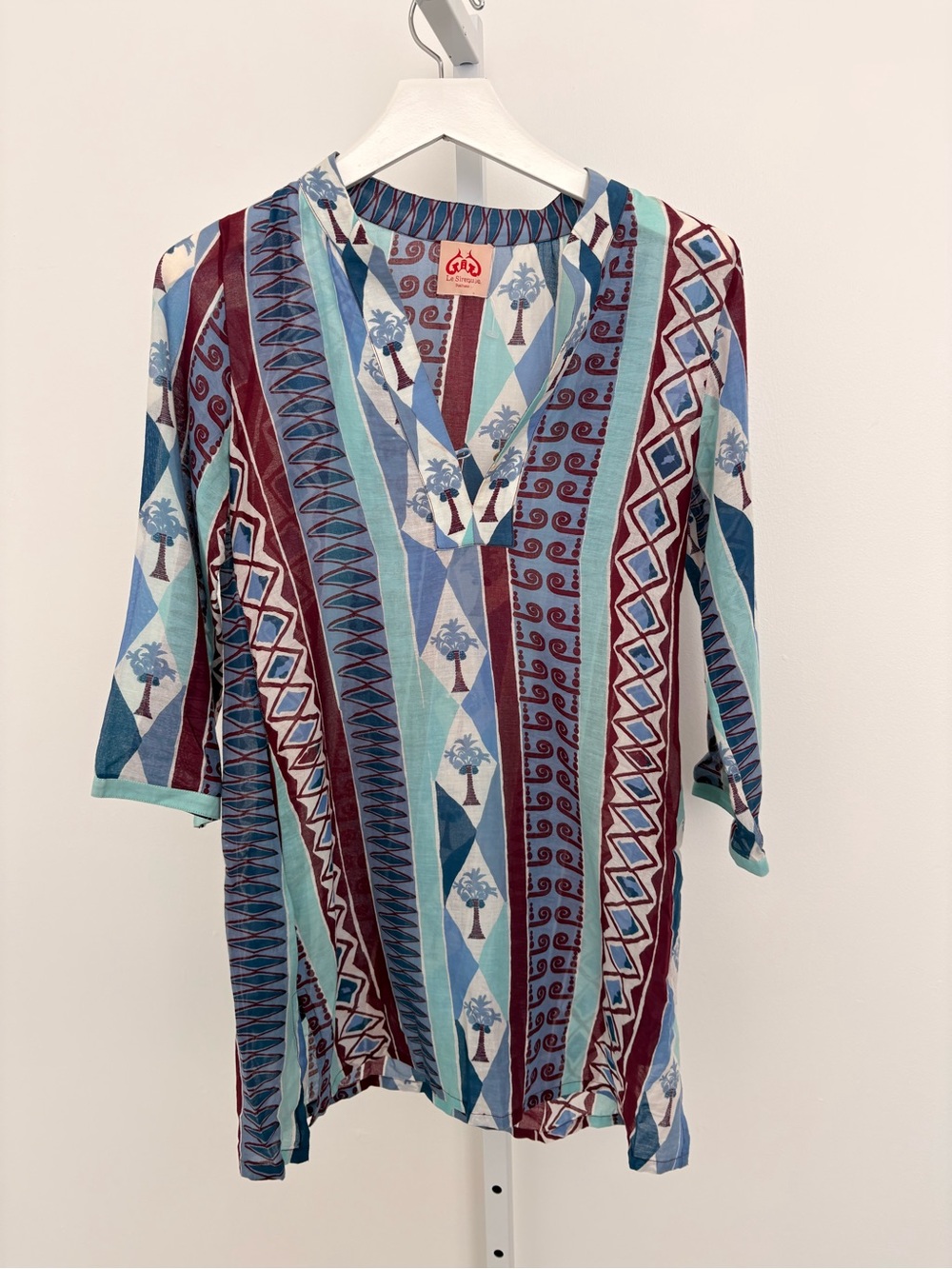 Emporio Sirenuse Striped V-Neck Tunic - Blue, Teal, Burgundy